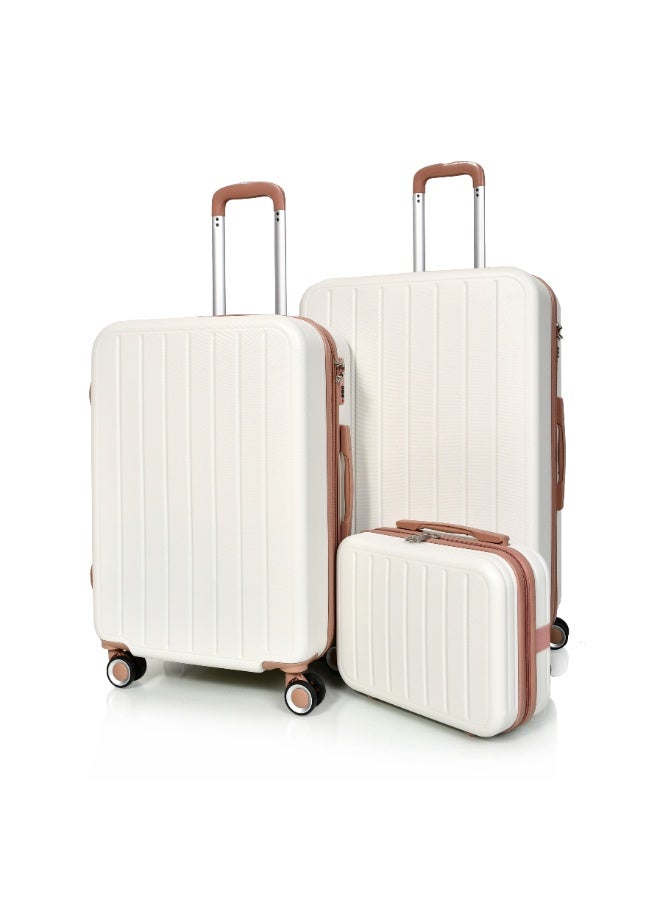 MORANO Morano Women Luggage Hard Trolley Travel Bags 4 Pieces Set Sizes 28''-24''-20''-14'' Inches Special Beige - Image 3