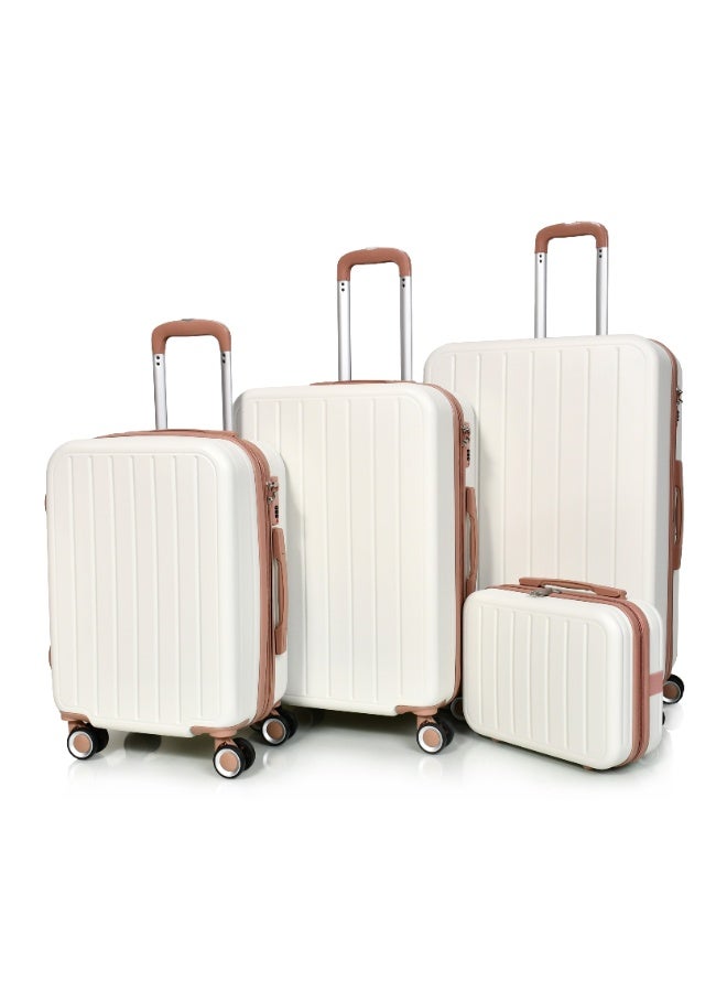 MORANO Morano Women Luggage Hard Trolley Travel Bags 4 Pieces Set Sizes 28''-24''-20''-14'' Inches Special Beige - Image 1