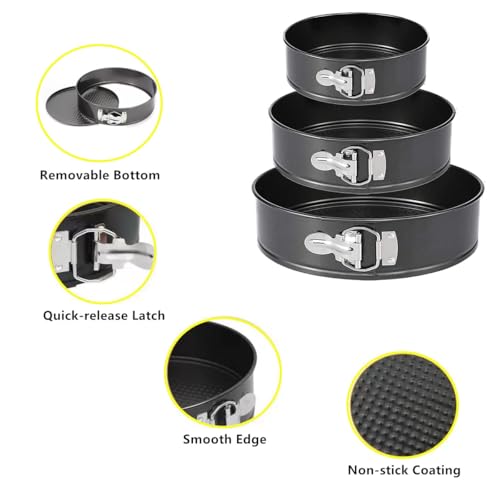 Tunyet Springform Pan, 3PCS 7,8,9 Inch Cheesecake Pans with Removable Bottom, Non-stick Spring Form Pan for Cheesecake - Image 2