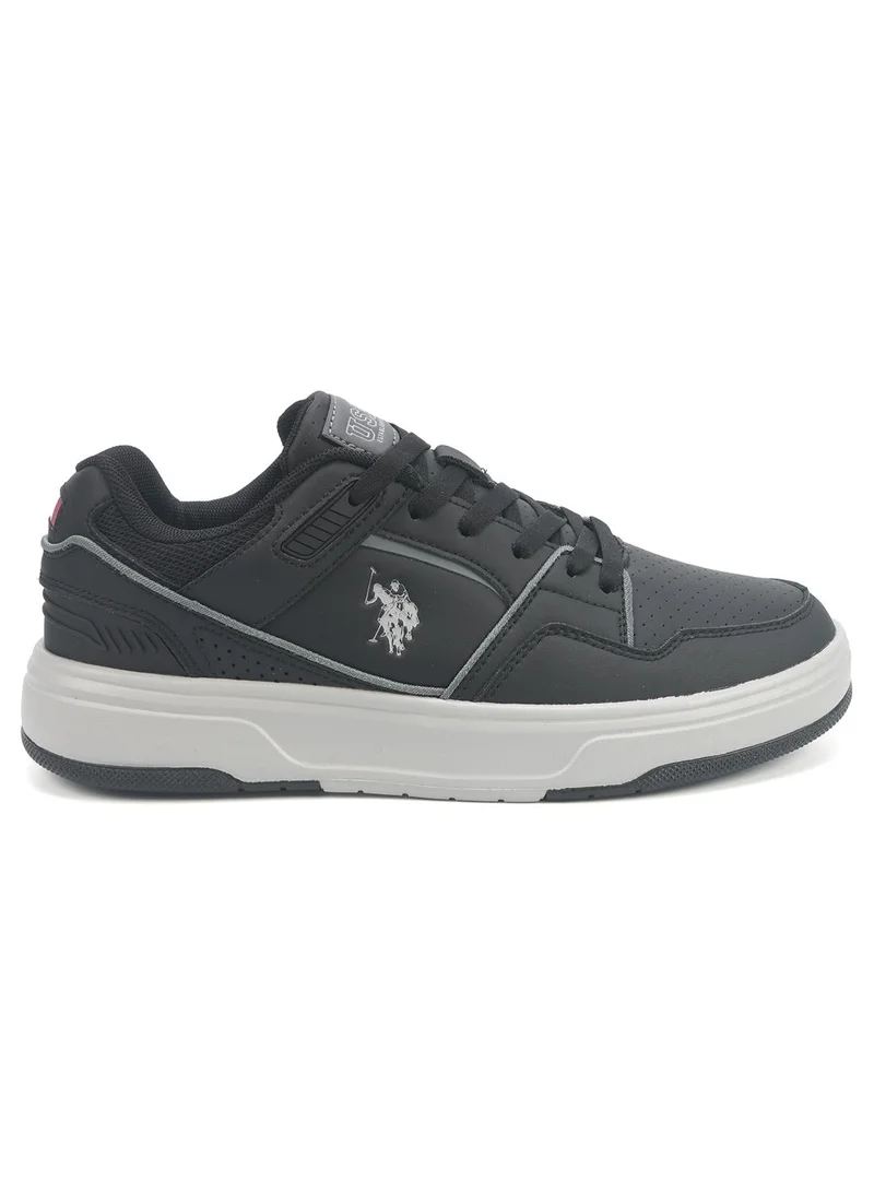 Men's Black Classic Low-Top Sneakers, Bold Lace-Up Style, Comfortable Casual Footwear