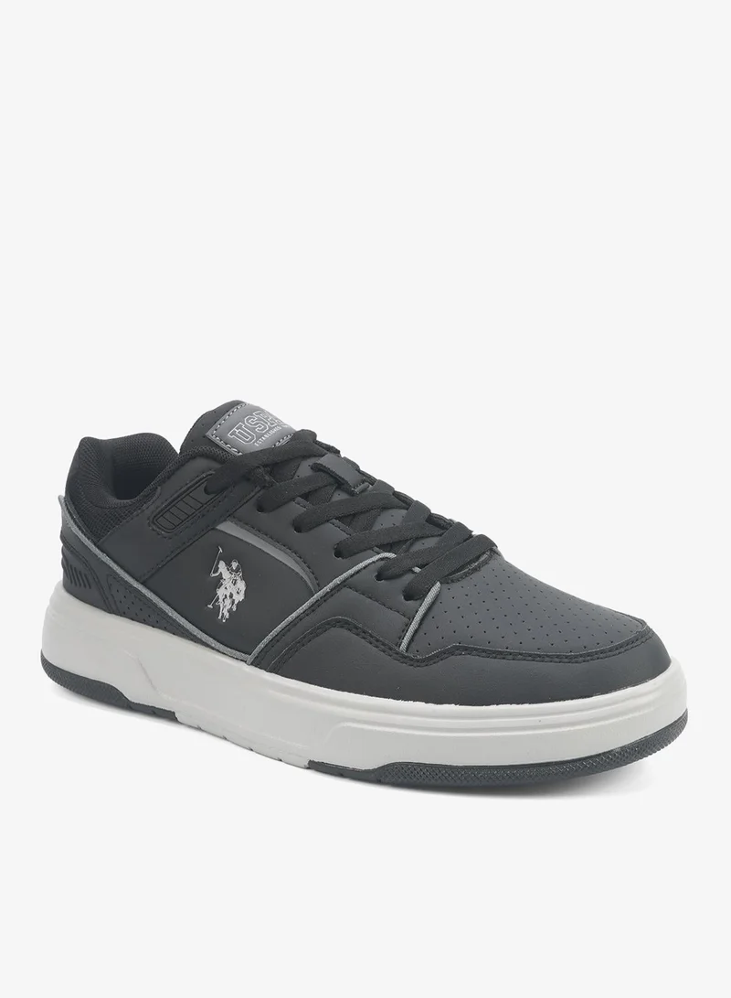 U.S. Polo Assn. black Men's Black Classic Low-Top Sneakers, Bold Lace-Up Style Shoes, Comfortable Casual Footwear for Men | Best Price UAE