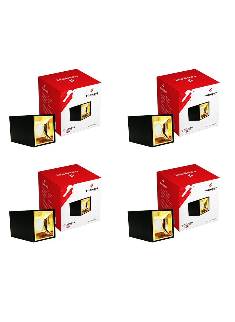 FORMOST FORMOST LED COB Cylinder Surface Light with Black Body | Indoor Ceiling Mounted Spot Light Square | Warm White (20W, Pack of 4)  - Image 1