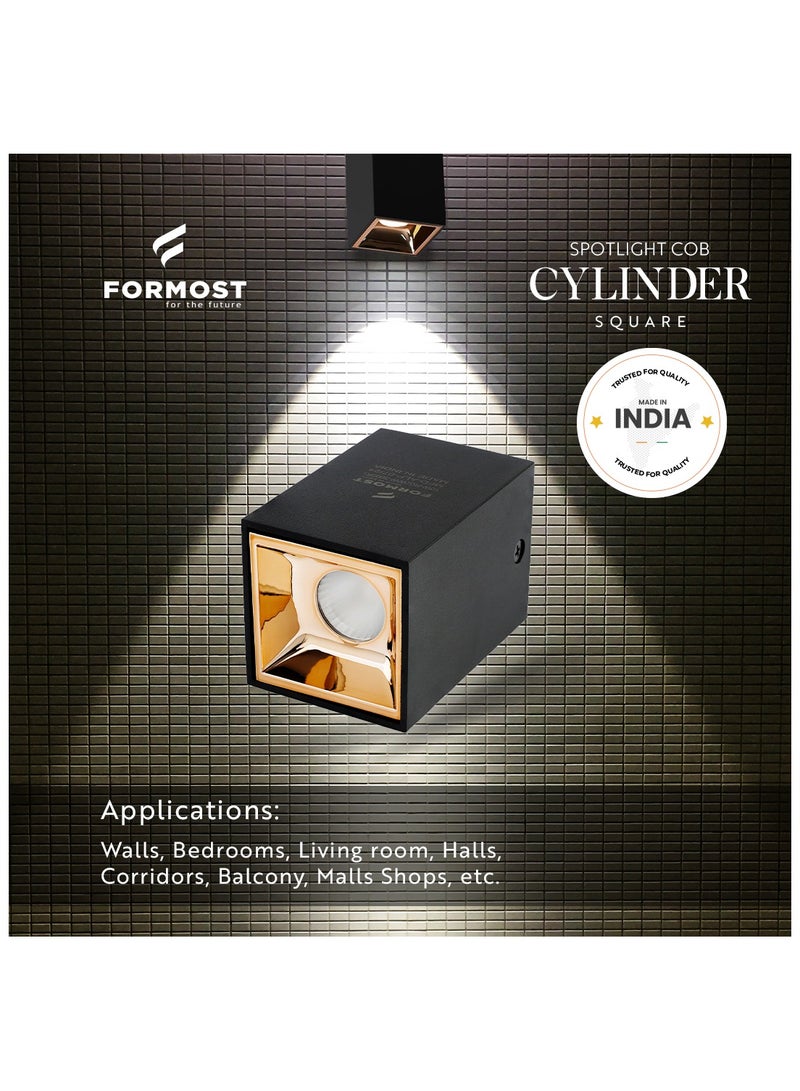 FORMOST FORMOST LED COB Cylinder Surface Light with Black Body | Indoor Ceiling Mounted Spot Light Square | Warm White (20W, Pack of 4)  - Image 2