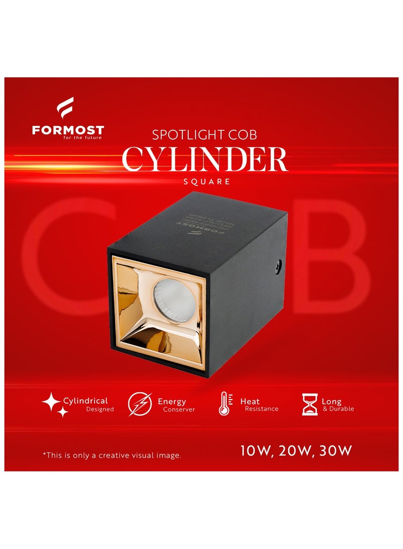 FORMOST FORMOST LED COB Cylinder Surface Light with Black Body | Indoor Ceiling Mounted Spot Light Square | Warm White (20W, Pack of 4)  - Image 4