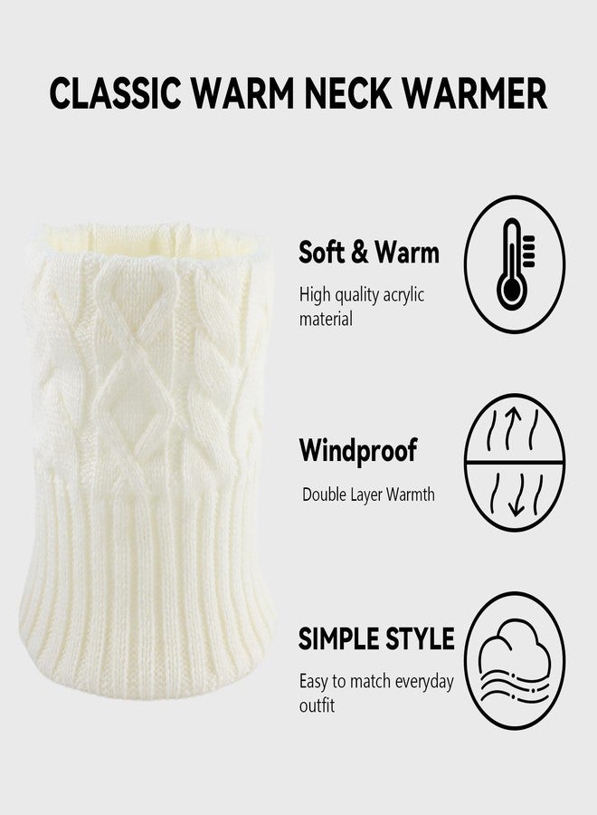 Zsedrut Fall Winter Women Scarves Cable Knitted Scarf For Women Warm Neck Warmer Cold Weather (White) - Image 2