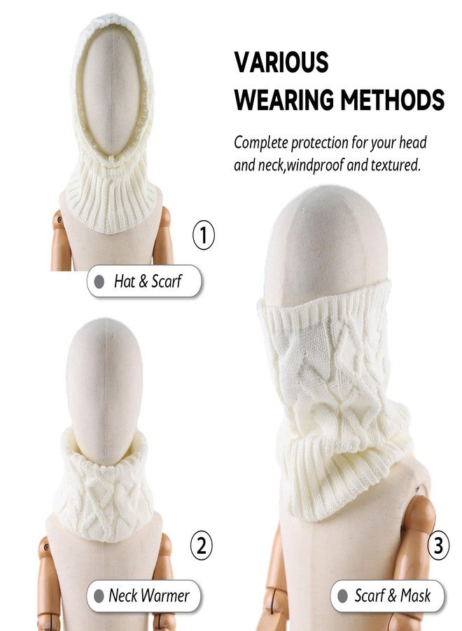 Zsedrut Fall Winter Women Scarves Cable Knitted Scarf For Women Warm Neck Warmer Cold Weather (White) - Image 4
