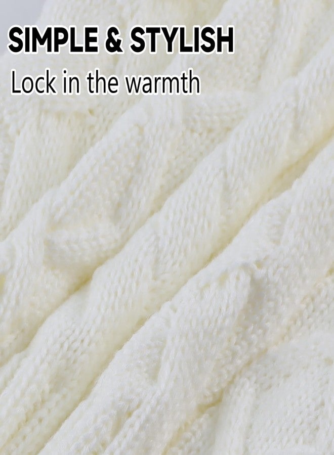 Zsedrut Fall Winter Women Scarves Cable Knitted Scarf For Women Warm Neck Warmer Cold Weather (White) - Image 5