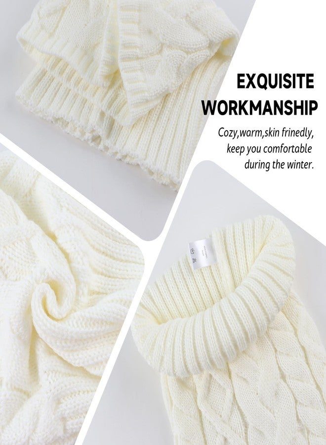 Zsedrut Fall Winter Women Scarves Cable Knitted Scarf For Women Warm Neck Warmer Cold Weather (White) - Image 3