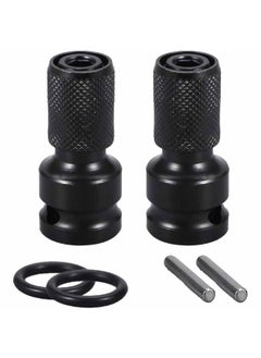 UPTODATETOOLS UPTODATETOOLS 2PCS 12 to 14 Impact Adapter Square Drive to Hex Socket Converter Chuck Wrench Drill Ratchet Adapter for Impact Air and Electric Wrench Attachment 12 Inch to 14 Inch Impact Adapters  - Image 1