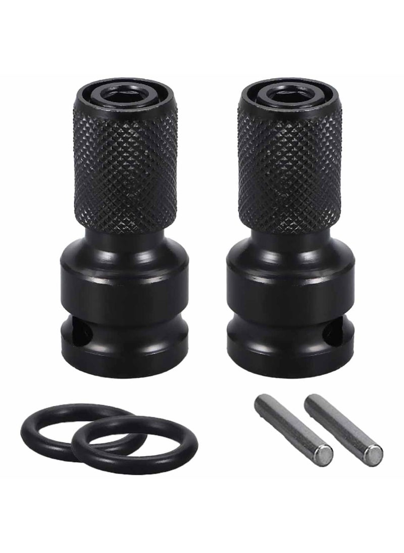UPTODATETOOLS - UPTODATETOOLS 2PCS 12 to 14 Impact Adapter Square Drive to Hex Socket Converter Chuck Wrench Drill Ratchet Adapter for Impact Air and Electric Wrench Attachment 12 Inch to 14 Inch Impact Adapters - Image 1