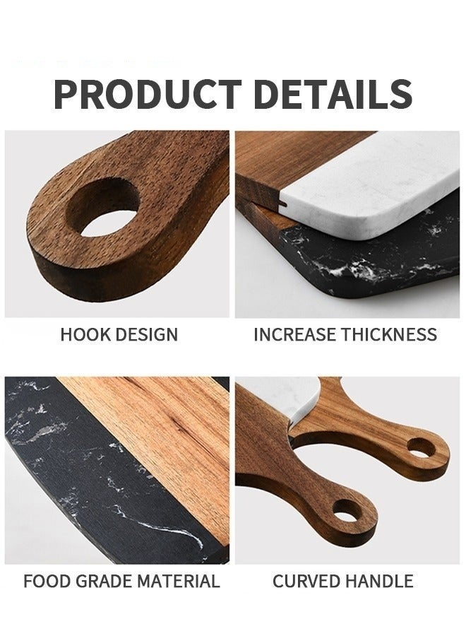 ميكسد لوحة تقطيع خشبية مع مقبض - لوحة تقديم للستيك والفواكه والخبز باللون الأبيض - Image 2