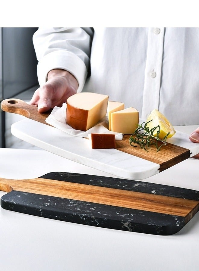 ميكسد لوحة تقطيع خشبية مع مقبض - لوحة تقديم للستيك والفواكه والخبز باللون الأبيض - Image 3