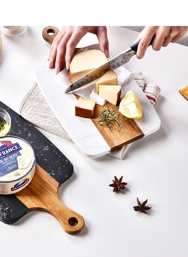 ميكسد لوحة تقطيع خشبية مع مقبض - لوحة تقديم للستيك والفواكه والخبز باللون الأبيض - Image 4
