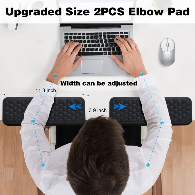 YAMJUG L-Shaped Desk Edge Cushion, 2-Piece Elbow Pad for Desk with Ergonomic Memory Foam Support,Non-Slip Arm Rest Pad, Wrist Rest for Computer Keyboard Office Home Black - Image 2