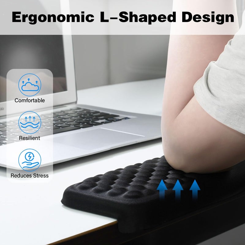 YAMJUG L-Shaped Desk Edge Cushion, 2-Piece Elbow Pad for Desk with Ergonomic Memory Foam Support,Non-Slip Arm Rest Pad, Wrist Rest for Computer Keyboard Office Home Black - Image 3