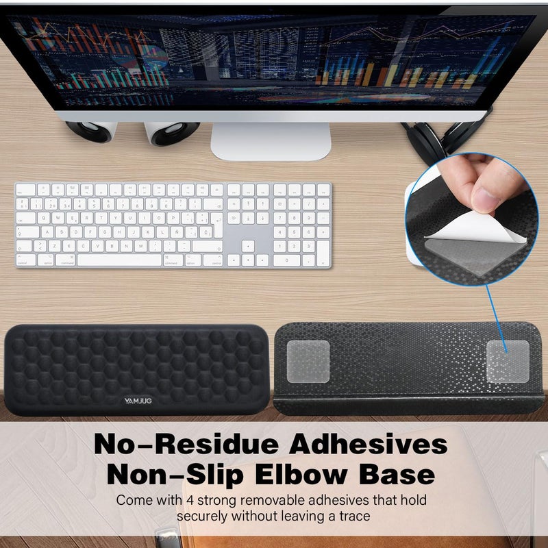 YAMJUG L-Shaped Desk Edge Cushion, 2-Piece Elbow Pad for Desk with Ergonomic Memory Foam Support,Non-Slip Arm Rest Pad, Wrist Rest for Computer Keyboard Office Home Black - Image 5