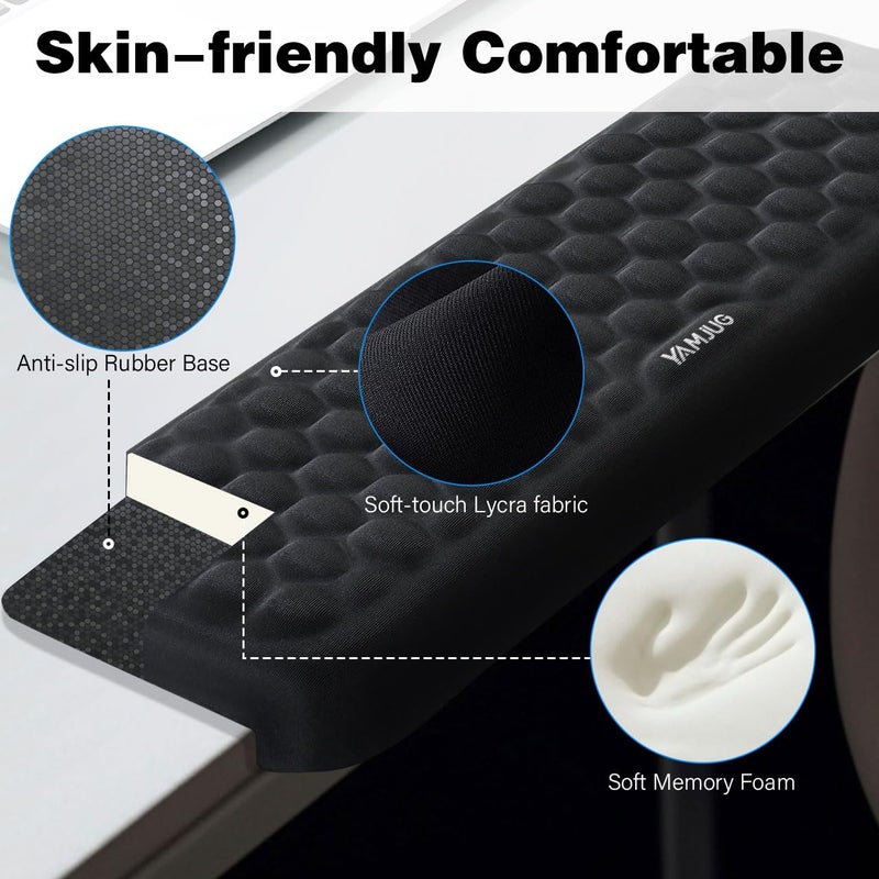 YAMJUG L-Shaped Desk Edge Cushion, 2-Piece Elbow Pad for Desk with Ergonomic Memory Foam Support,Non-Slip Arm Rest Pad, Wrist Rest for Computer Keyboard Office Home Black - Image 4