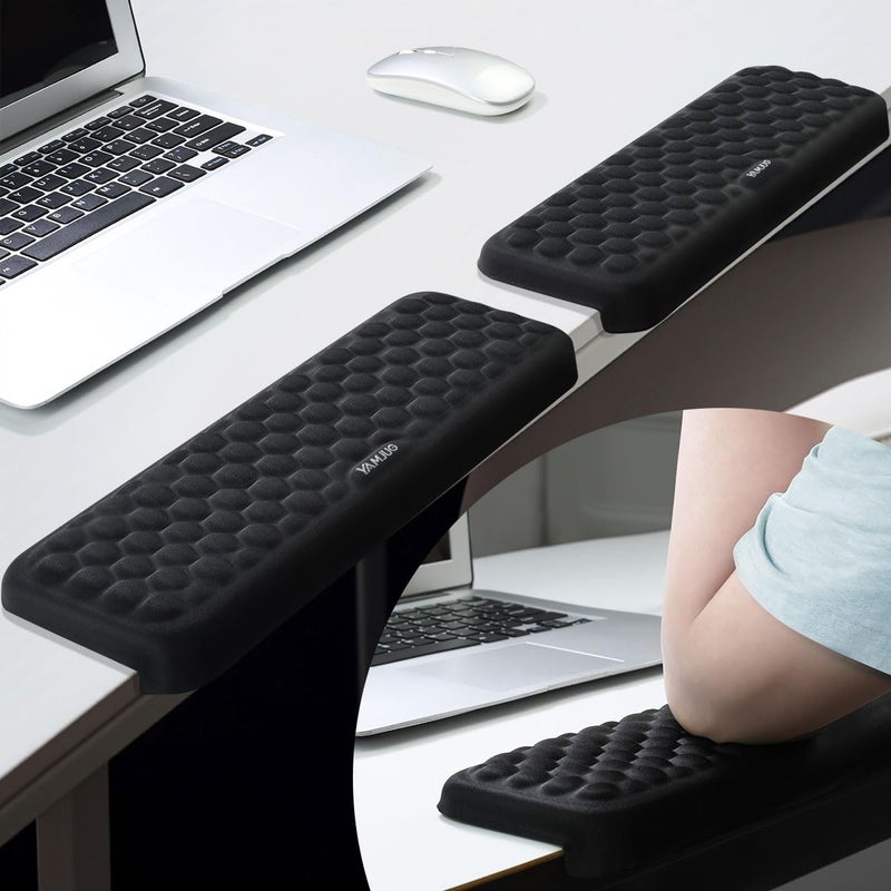 YAMJUG L-Shaped Desk Edge Cushion, 2-Piece Elbow Pad for Desk with Ergonomic Memory Foam Support,Non-Slip Arm Rest Pad, Wrist Rest for Computer Keyboard Office Home Black - Image 1