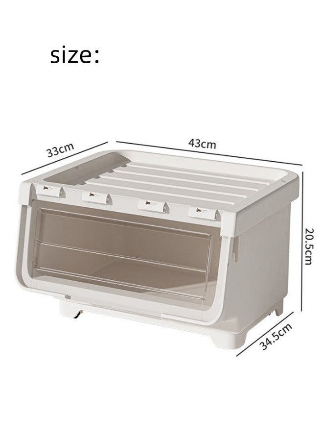 JCB CHIC Large Capacity Plastic Storage Box，Storage Bins with Lids，Opening Storage Cabinet，Multi-use  Storage Box  Toy Chest Box for Clothes, Toys, Books, Snacks(3PCS) - Image 2
