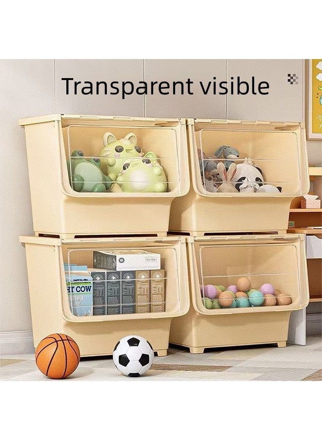 JCB CHIC Large Capacity Plastic Storage Box，Storage Bins with Lids，Opening Storage Cabinet，Multi-use  Storage Box  Toy Chest Box for Clothes, Toys, Books, Snacks(3PCS) - Image 5