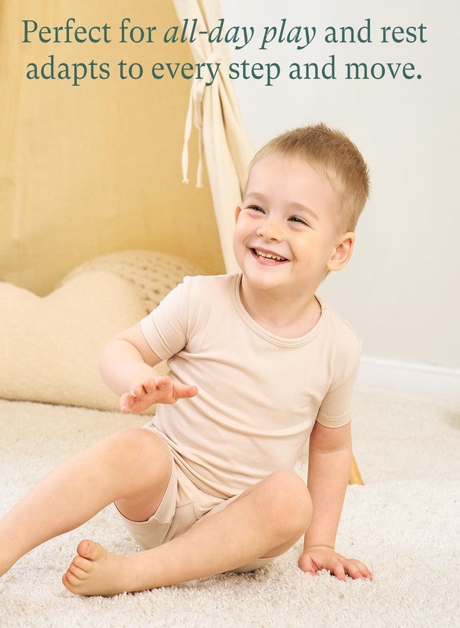 بورمريح طقم بيجاما للأطفال الصغار من PurComfy، فائق النعومة، بأكمام قصيرة، مكون من 4 قطع، مصنوع من فسكوز الخيزران، مناسب للجنسين، ملابس صيفية مريحة للأولاد والبنات - Image 5