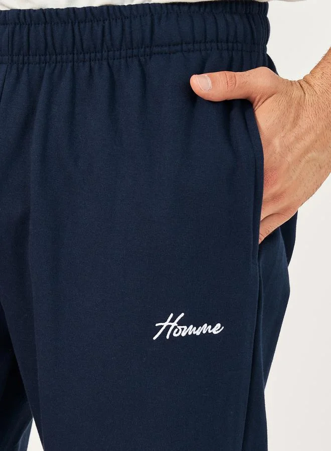 Styli Signature Relaxed Open Hem Joggers with Embroidery