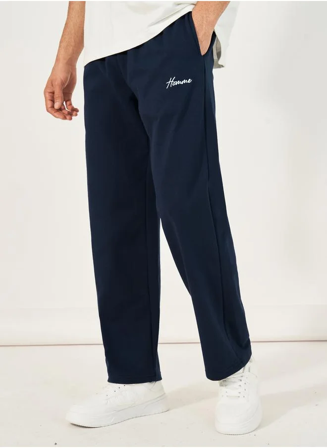 Styli Signature Relaxed Open Hem Joggers with Embroidery