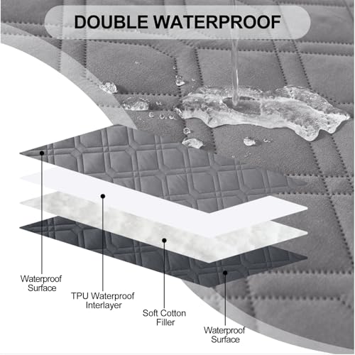 Smiry Reversible Waterproof Couch Covers for Sofa Washable Dogs Pet Couch Covers for 3 Cushion Sofa Pet Friendly Water Resistant Furniture Protector Slipcover Geometric 30x70 GreyDark Grey - Image 3