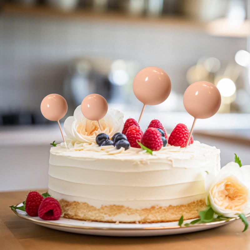 ASTARON 20 Pcs Ball Cake Topper Decorations Mini Balloons Cake Topper Sticks Light Brown Balls Cake Picks Cake Topper Balls Cake Decorations for Wedding Birthday Cake Decorations - Image 5