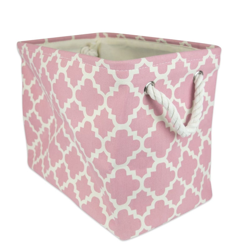 DII DII Polyester Container with Handles Lattice Storage Bin Small Rose