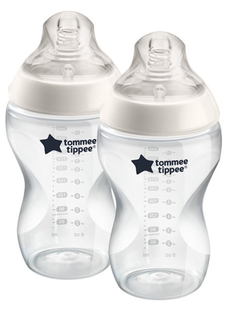 tommee tippee Pack Of 2 Baby Closer To Nature Feeding Bottle 340 ML - White - Image 1