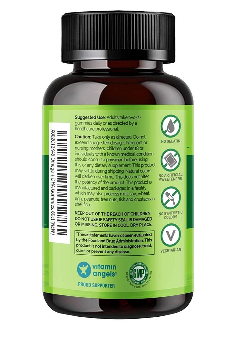 NATURELO Omega + DHA Gummies Lemon And Orange Flavors Formulated to Support Heart,Brain,&Joint Health - 60 Vegetarian Gummies - Image 2
