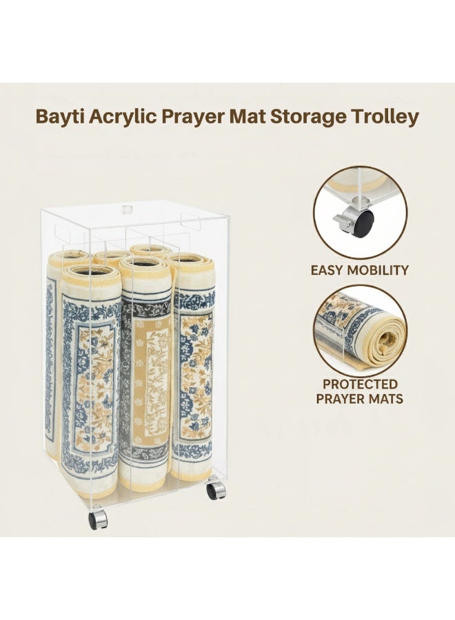 Bayti H.H. Prayer Mat Storage Trolley – 6-Sided Rolling Organizer for Mosque, Home & Prayer Rooms - Image 2