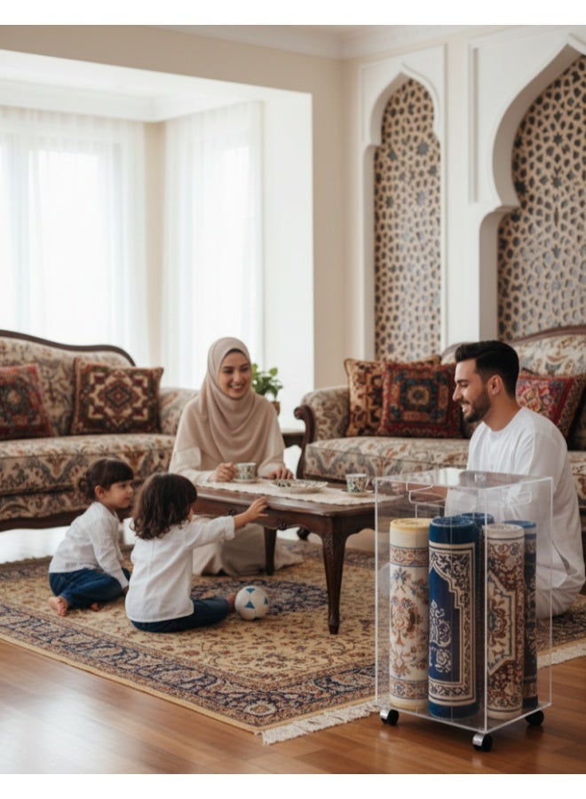 Bayti H.H. Prayer Mat Storage Trolley – 6-Sided Rolling Organizer for Mosque, Home & Prayer Rooms - Image 5