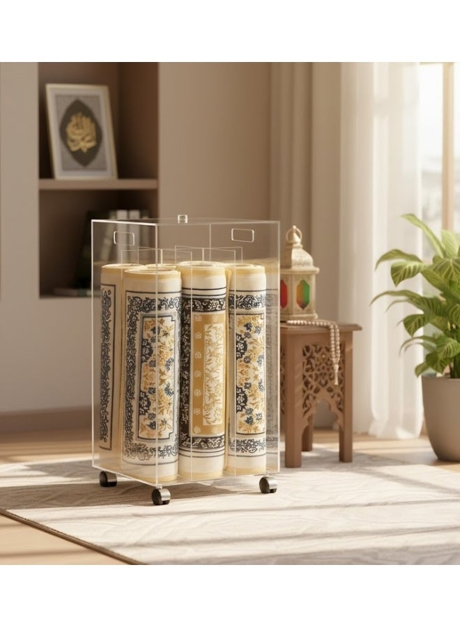 Bayti H.H. Prayer Mat Storage Trolley – 6-Sided Rolling Organizer for Mosque, Home & Prayer Rooms - Image 3