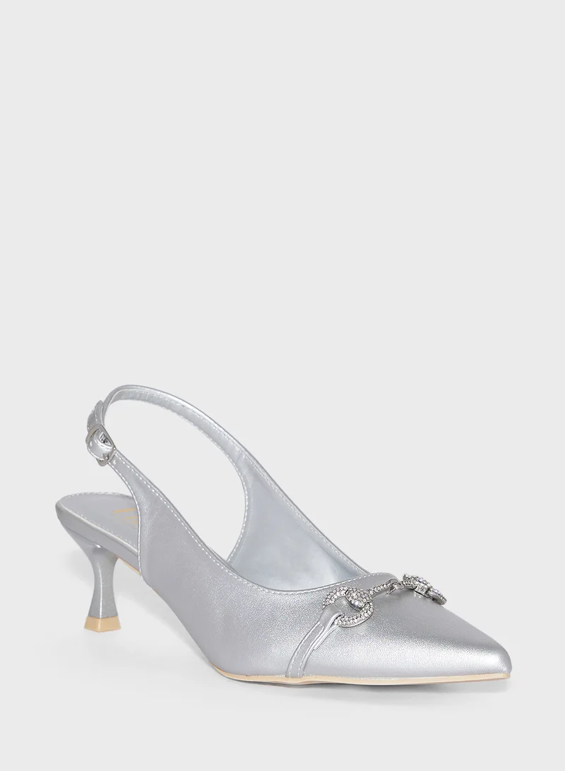 ايلا ليمتد اديشن Horse Bit Diamante Sling Back Pump