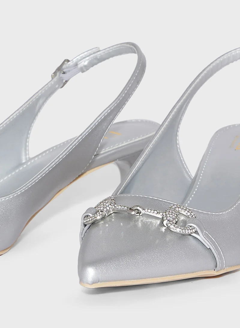 ايلا ليمتد اديشن Horse Bit Diamante Sling Back Pump