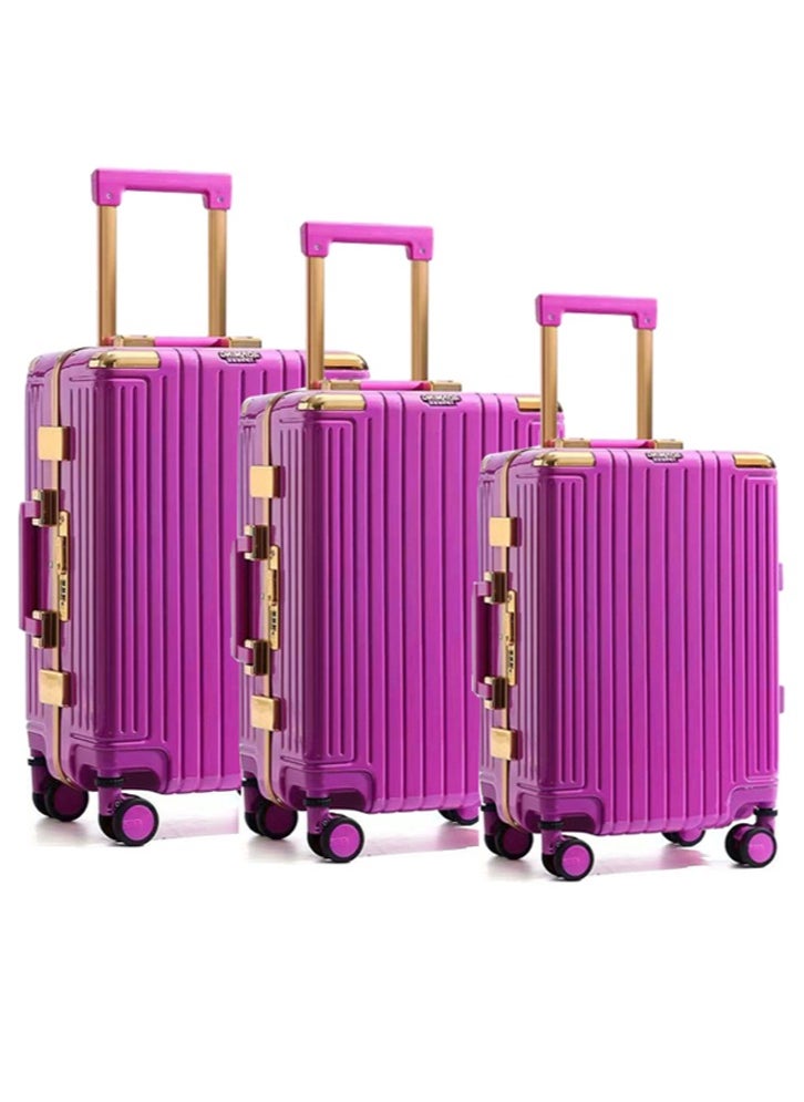 PK - 3 PCS TROLLEY LUGGAGE ALUMINUM FRAME POLY CARBON MATERIAL, LUGGAGE SUITCASE SET AND CABIN LUGGAGE BAG SET ROSE COLOUR - Image 1