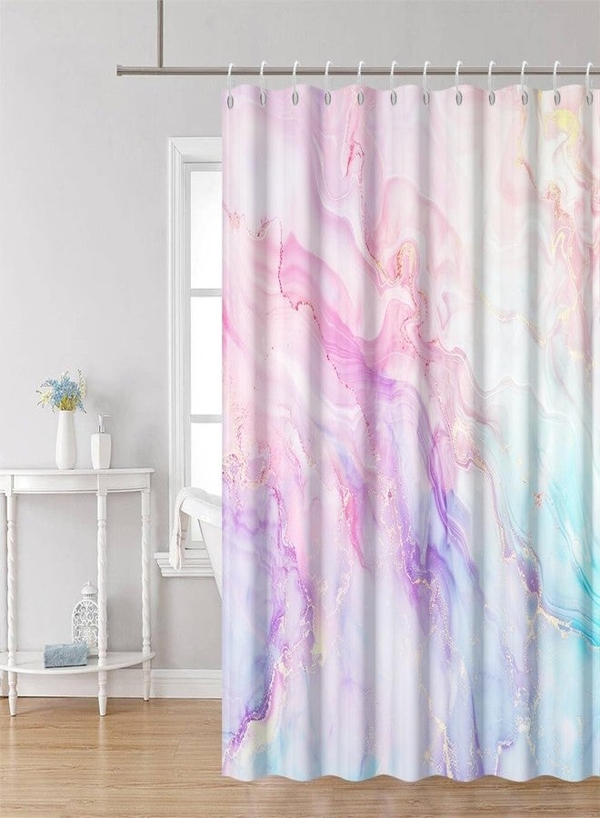 Leyiyi Colorful Marble Shower Curtain Colorful Pink Blue Purple Gold Glitter Marble Shower Curtains Modern Luxury Ink Art Bathroom Curtains Washable Waterproof Fabric Bathroom Decoration 60x72 Inch - Image 3