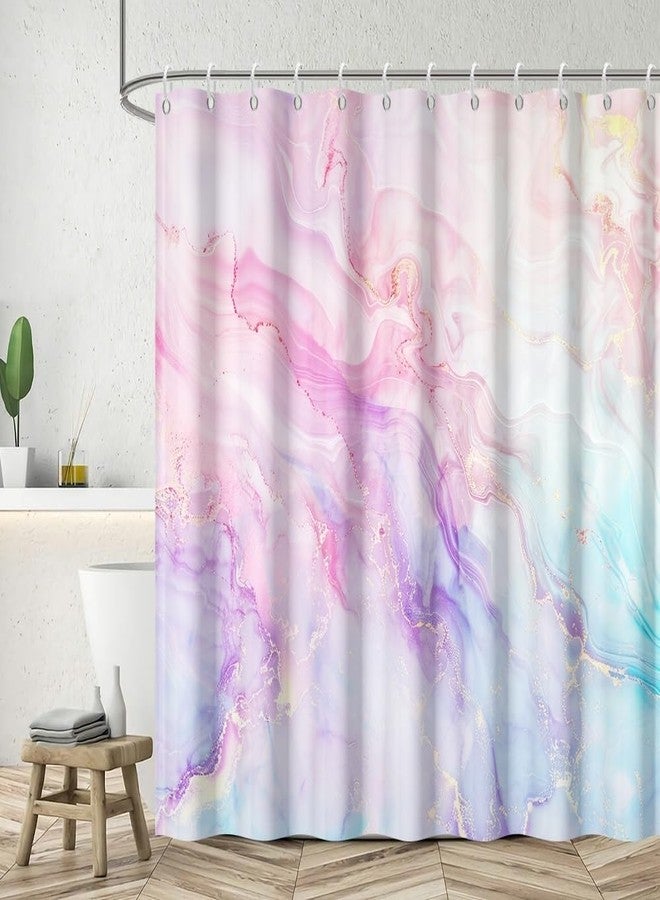 Leyiyi Colorful Marble Shower Curtain Colorful Pink Blue Purple Gold Glitter Marble Shower Curtains Modern Luxury Ink Art Bathroom Curtains Washable Waterproof Fabric Bathroom Decoration 60x72 Inch - Image 1