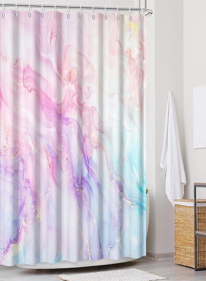 Leyiyi Colorful Marble Shower Curtain Colorful Pink Blue Purple Gold Glitter Marble Shower Curtains Modern Luxury Ink Art Bathroom Curtains Washable Waterproof Fabric Bathroom Decoration 60x72 Inch - Image 2