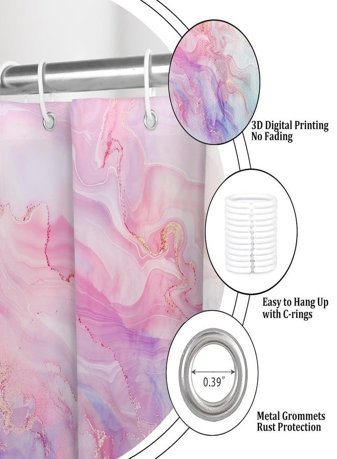 Leyiyi Colorful Marble Shower Curtain Colorful Pink Blue Purple Gold Glitter Marble Shower Curtains Modern Luxury Ink Art Bathroom Curtains Washable Waterproof Fabric Bathroom Decoration 60x72 Inch - Image 5