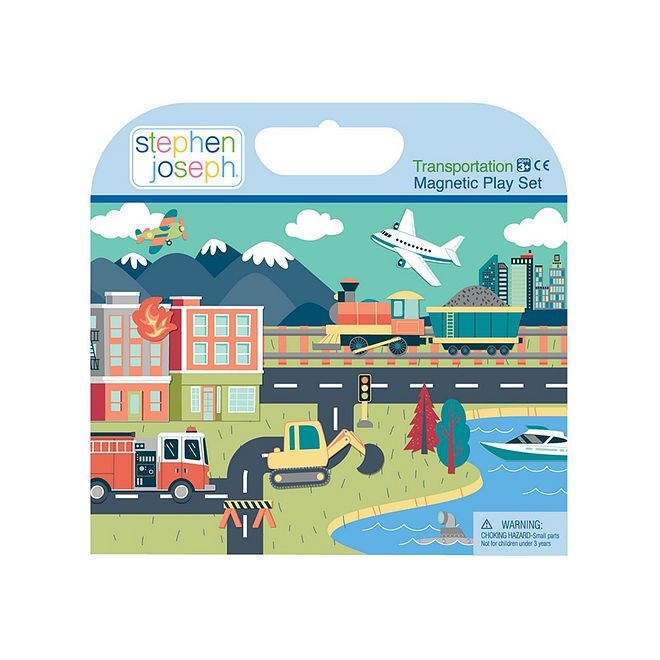 Stephen Joseph Magnetic Playset Transportation - 44 Pieces & Foldable Board, Creative Toys for 3 Years - Image 2