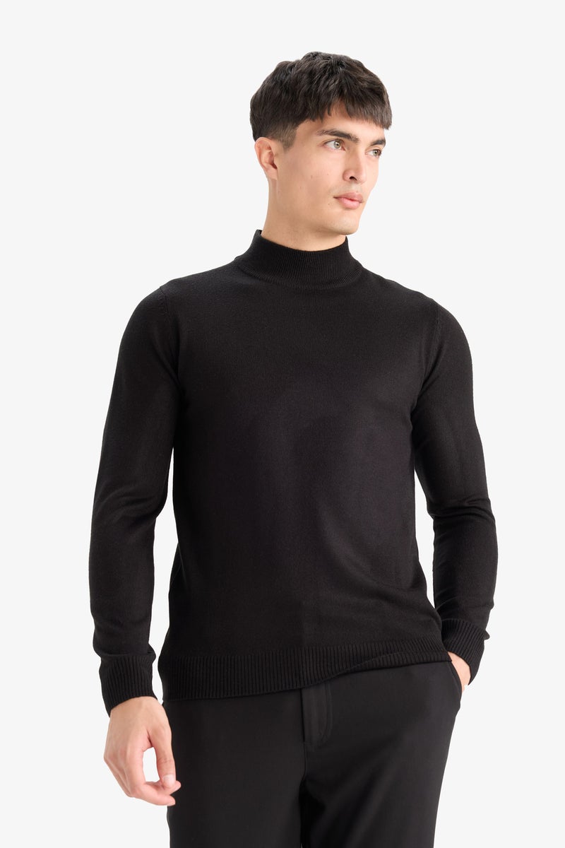 DeFacto Black Man Slim Fit Turtleneck Knitwear Pullover Casual - Image 4