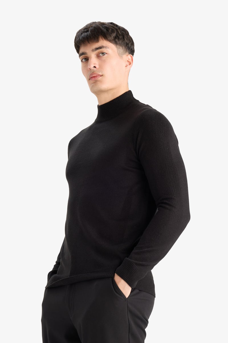 DeFacto Black Man Slim Fit Turtleneck Knitwear Pullover Casual - Image 5