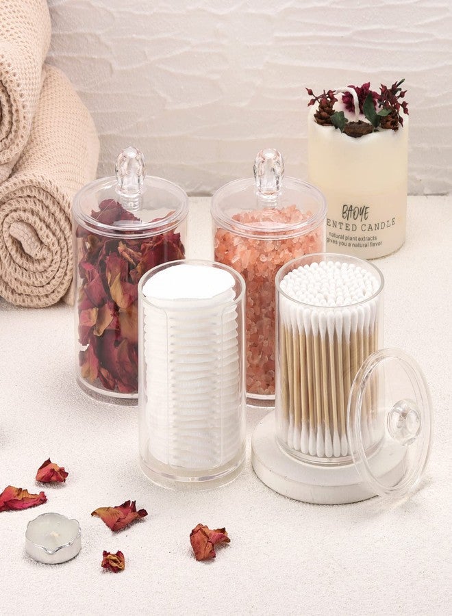 Tbestmax 12 oz, 10 oz Qtip Holder, 4 Pcs Clear Restroom Bathroom Organizers and Storage Containers for Cotton Ball, Cotton Swab, Cotton Round Pads, Floss, Plastic Apothecary Jars Set with Lids - Image 3