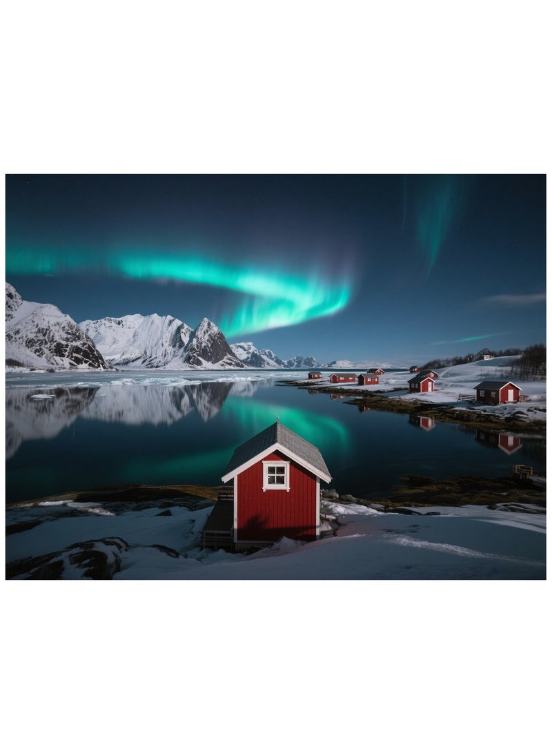 لغز مكون من 1000 قطعة، لغز المناظر الطبيعية الشفقية الأيسلندية، ألعاب تعليمية غير رسمية، مناسبة للبالغين والأطفال - Image 1