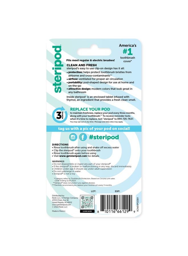 Steripod Clip-On Toothbrush Protector, Green and Blue, 2 Count - Image 2