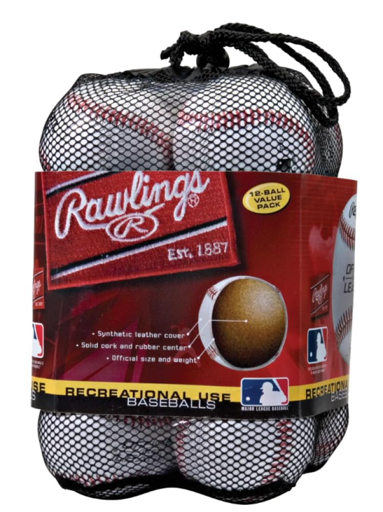 Rawlings Rawlings | Official League Recreational Use Practice Baseballs | Youth | Bag of 12 | OLB3BAG12 | 12 Count - Image 1