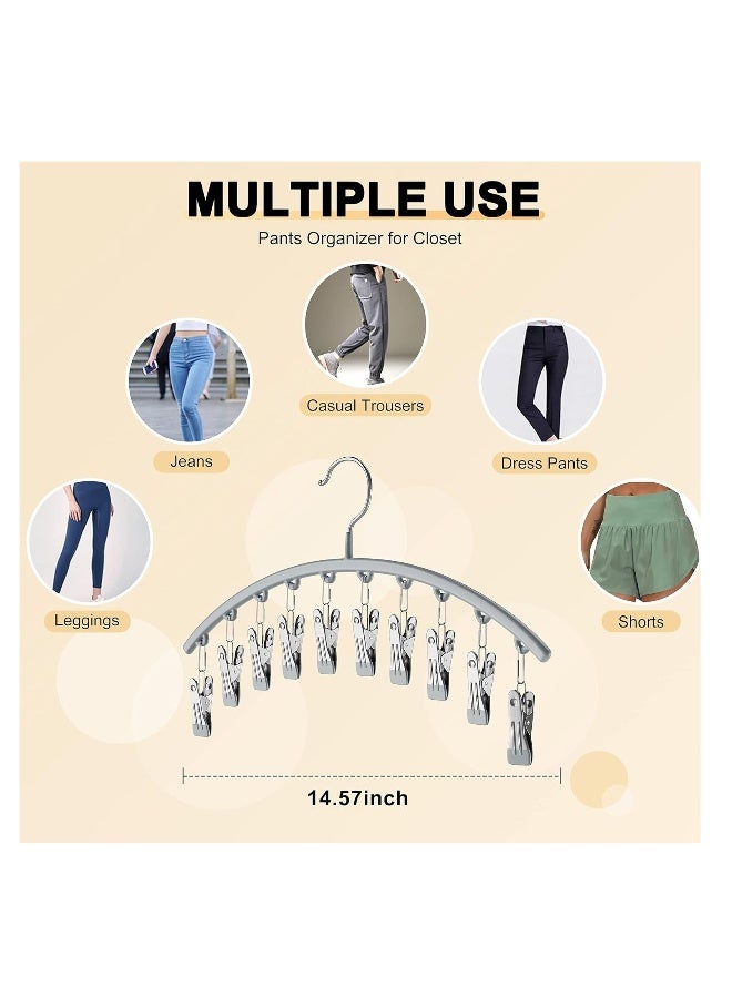 2Pcs Legging Organizer, Pant Hangers, Metal Yoga Pants Hanger, with Rubber Coated, Hangers Space Saving Hanging Closet Organizer, with 10 Clips, for Closet Organizers and Storage  - Image 5